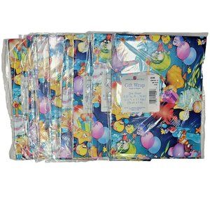 Lot of 9 Vintage American Greetings Gift Wrap FISH BIRTHDAY PARTY UNDERWATER FUN